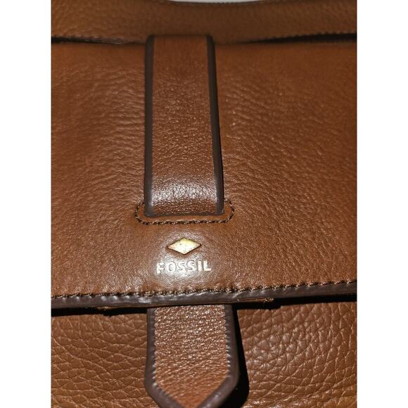 Fossil Kinley Medium Brown Pebbled Leather Crossbody Purse Bag 12x9x2 - Picture 5 of 13
